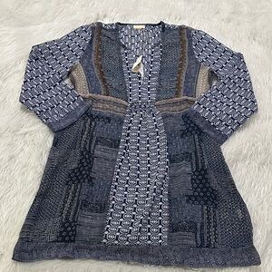 Blue Patterned Midi Dress